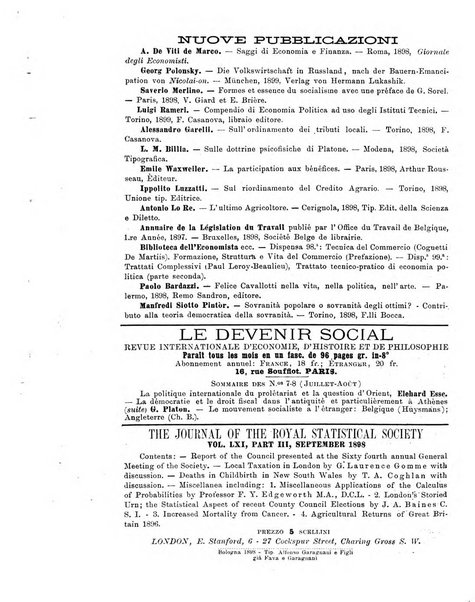 Giornale degli economisti organo dell'Associazione per il progresso degli studi economici