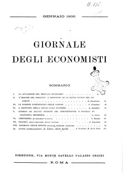 Giornale degli economisti organo dell'Associazione per il progresso degli studi economici