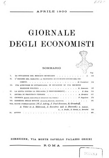 Giornale degli economisti organo dell'Associazione per il progresso degli studi economici