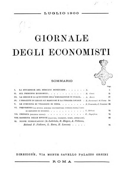 Giornale degli economisti organo dell'Associazione per il progresso degli studi economici