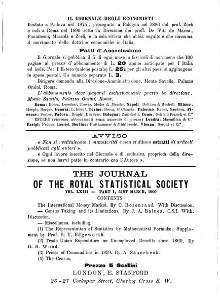 Giornale degli economisti organo dell'Associazione per il progresso degli studi economici