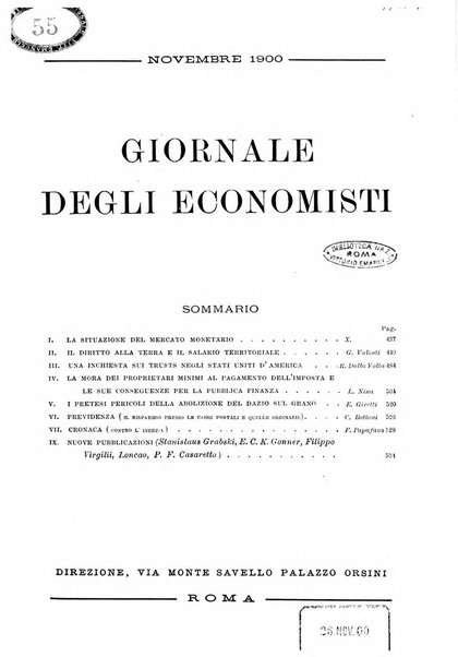 Giornale degli economisti organo dell'Associazione per il progresso degli studi economici