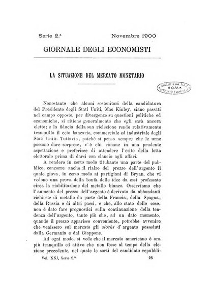 Giornale degli economisti organo dell'Associazione per il progresso degli studi economici