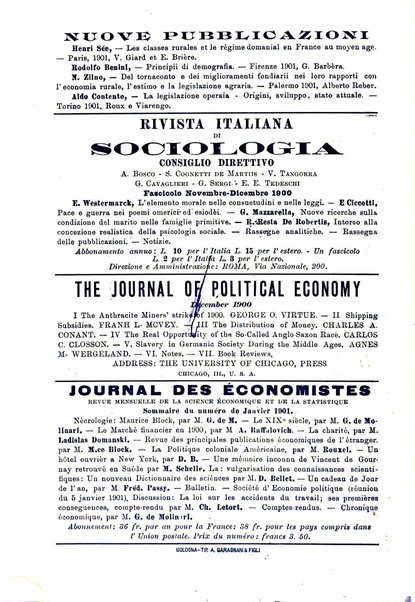 Giornale degli economisti organo dell'Associazione per il progresso degli studi economici