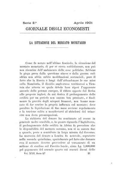 Giornale degli economisti organo dell'Associazione per il progresso degli studi economici