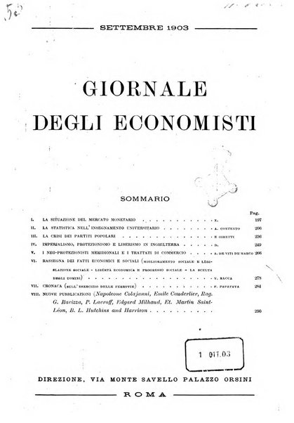 Giornale degli economisti organo dell'Associazione per il progresso degli studi economici