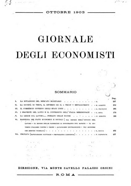 Giornale degli economisti organo dell'Associazione per il progresso degli studi economici