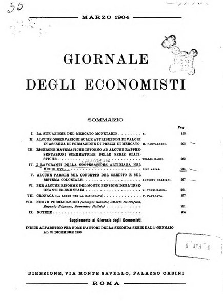 Giornale degli economisti organo dell'Associazione per il progresso degli studi economici