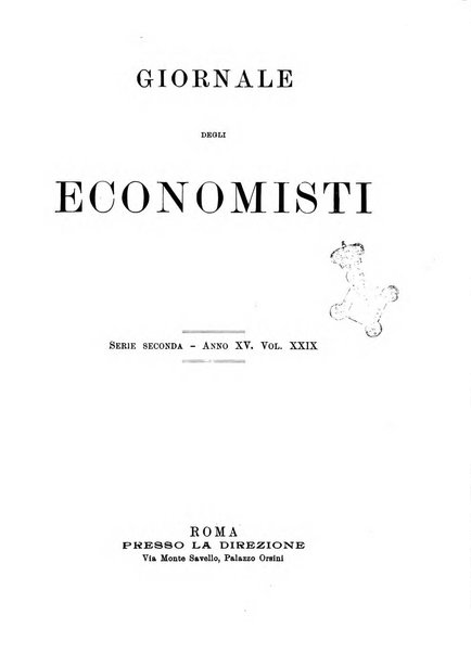 Giornale degli economisti organo dell'Associazione per il progresso degli studi economici