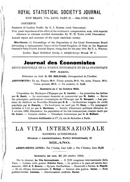 Giornale degli economisti organo dell'Associazione per il progresso degli studi economici