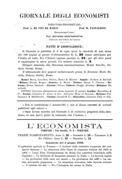 Giornale degli economisti organo dell'Associazione per il progresso degli studi economici