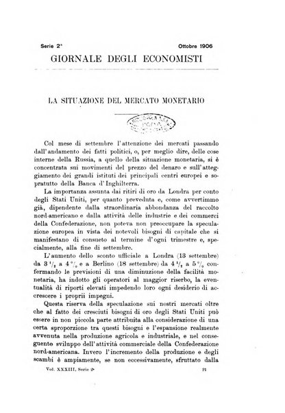 Giornale degli economisti organo dell'Associazione per il progresso degli studi economici