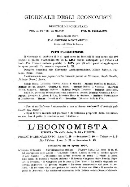 Giornale degli economisti organo dell'Associazione per il progresso degli studi economici