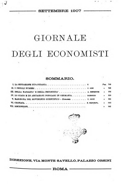 Giornale degli economisti organo dell'Associazione per il progresso degli studi economici