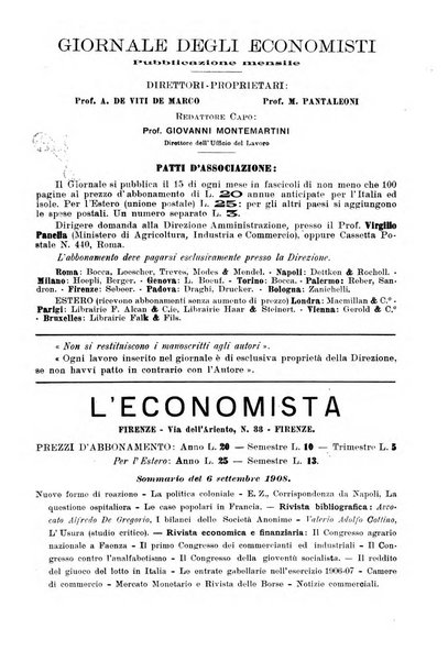 Giornale degli economisti organo dell'Associazione per il progresso degli studi economici