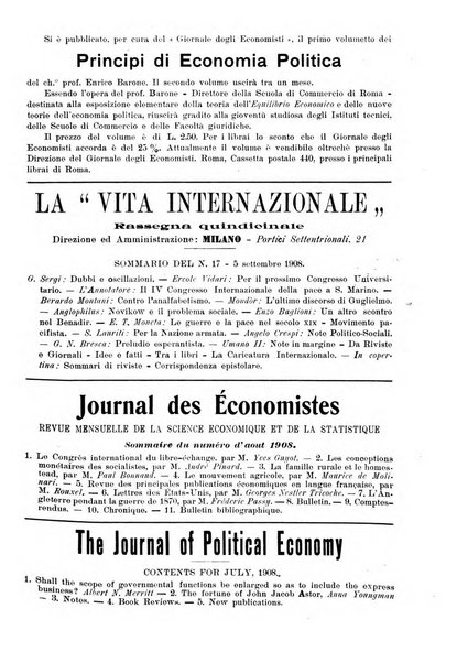 Giornale degli economisti organo dell'Associazione per il progresso degli studi economici