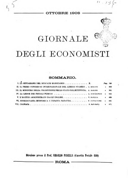 Giornale degli economisti organo dell'Associazione per il progresso degli studi economici