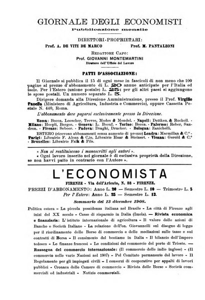 Giornale degli economisti organo dell'Associazione per il progresso degli studi economici