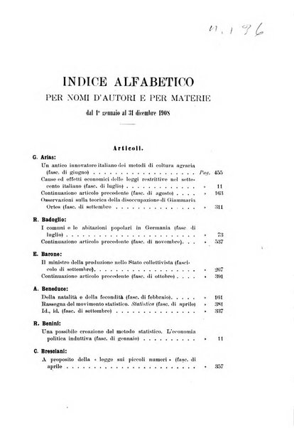 Giornale degli economisti organo dell'Associazione per il progresso degli studi economici