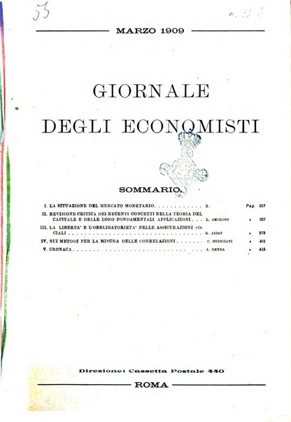 Giornale degli economisti organo dell'Associazione per il progresso degli studi economici