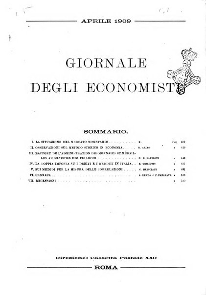 Giornale degli economisti organo dell'Associazione per il progresso degli studi economici