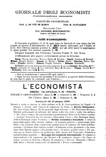 Giornale degli economisti organo dell'Associazione per il progresso degli studi economici