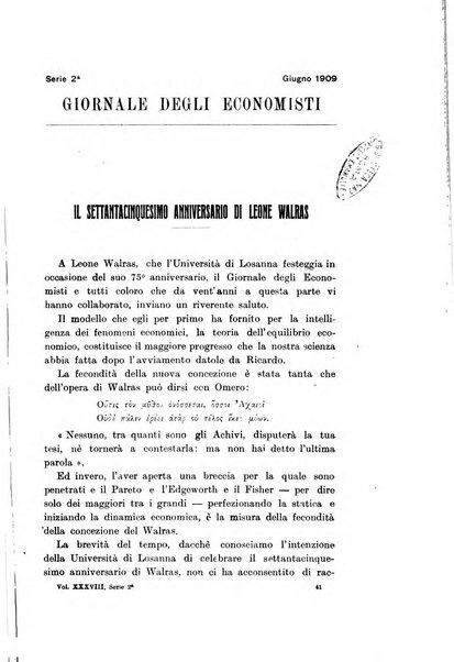 Giornale degli economisti organo dell'Associazione per il progresso degli studi economici