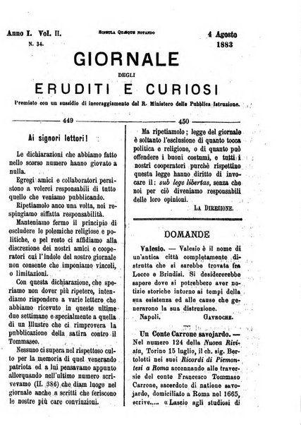 Giornale degli eruditi e curiosi