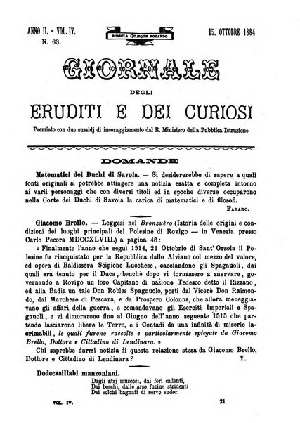 Giornale degli eruditi e curiosi