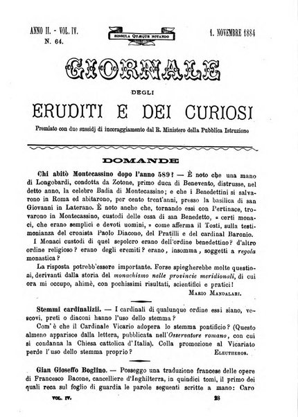 Giornale degli eruditi e curiosi