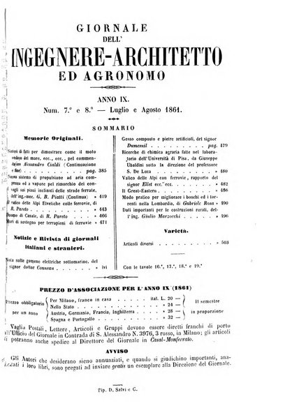 Giornale dell'ingegnere-architetto ed agronomo