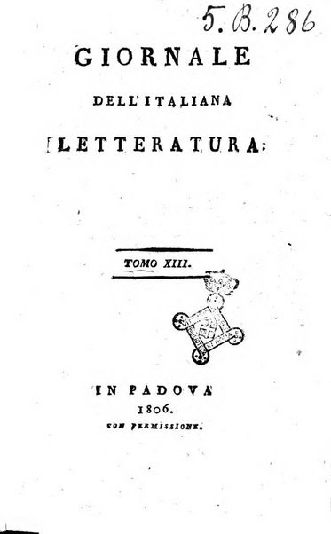 Giornale dell'italiana letteratura