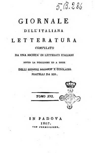 Giornale dell'italiana letteratura