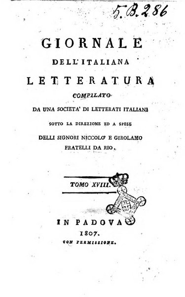 Giornale dell'italiana letteratura