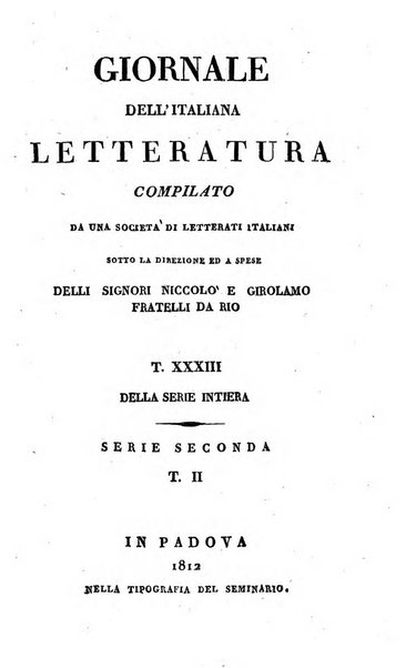 Giornale dell'italiana letteratura