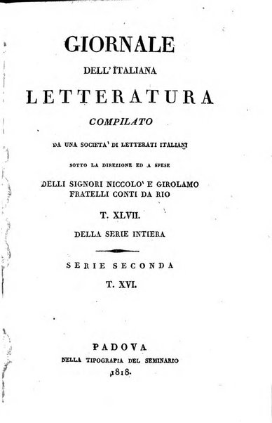 Giornale dell'italiana letteratura