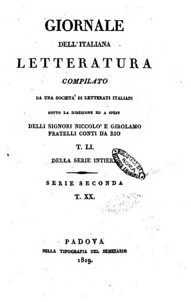 Giornale dell'italiana letteratura