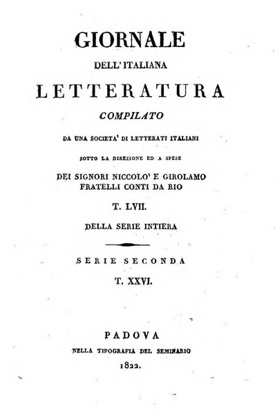 Giornale dell'italiana letteratura