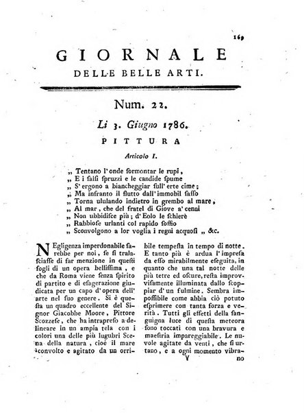 Giornale delle belle arti e della incisione, antiquaria, musica e poesia