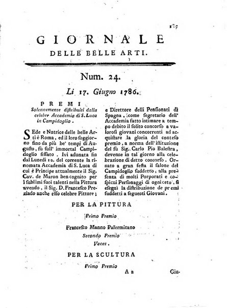 Giornale delle belle arti e della incisione, antiquaria, musica e poesia