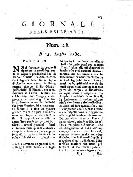 Giornale delle belle arti e della incisione, antiquaria, musica e poesia