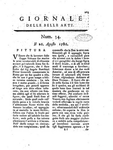 Giornale delle belle arti e della incisione, antiquaria, musica e poesia