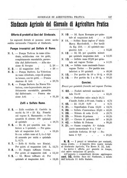 Giornale di agricoltura pratica organo ufficiale della Regia Stazione enologica sperimentale di Asti, della Regia Scuola di viticoltura, enologia e pomologia di Alba, della Regia Scuola agraria di Caluso e dei Comizi agrari di Asti e Alba