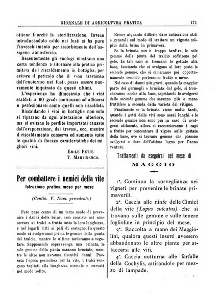 Giornale di agricoltura pratica organo ufficiale della Regia Stazione enologica sperimentale di Asti, della Regia Scuola di viticoltura, enologia e pomologia di Alba, della Regia Scuola agraria di Caluso e dei Comizi agrari di Asti e Alba