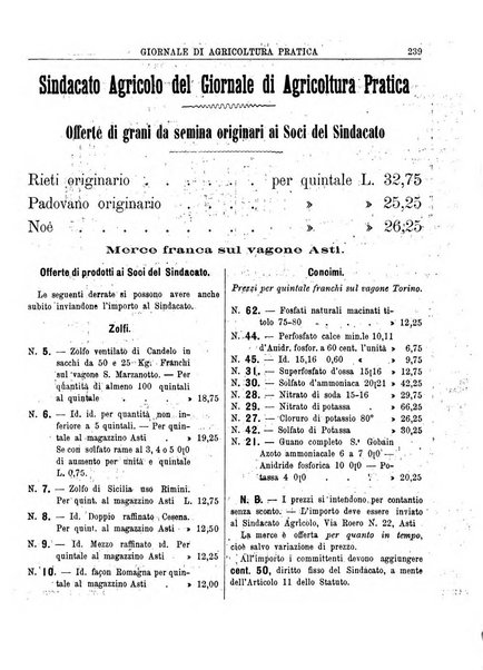 Giornale di agricoltura pratica organo ufficiale della Regia Stazione enologica sperimentale di Asti, della Regia Scuola di viticoltura, enologia e pomologia di Alba, della Regia Scuola agraria di Caluso e dei Comizi agrari di Asti e Alba