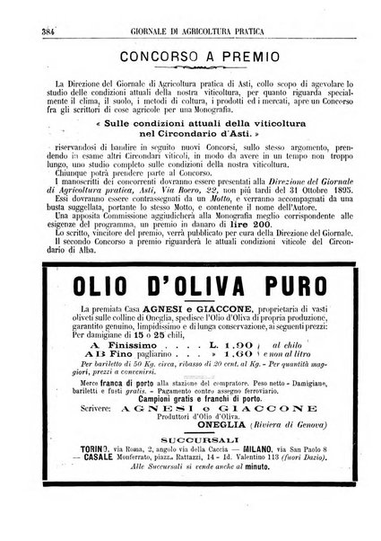 Giornale di agricoltura pratica organo ufficiale della Regia Stazione enologica sperimentale di Asti, della Regia Scuola di viticoltura, enologia e pomologia di Alba, della Regia Scuola agraria di Caluso e dei Comizi agrari di Asti e Alba