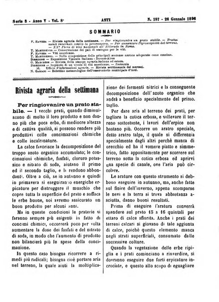 Giornale di agricoltura pratica organo ufficiale della Regia Stazione enologica sperimentale di Asti, della Regia Scuola di viticoltura, enologia e pomologia di Alba, della Regia Scuola agraria di Caluso e dei Comizi agrari di Asti e Alba