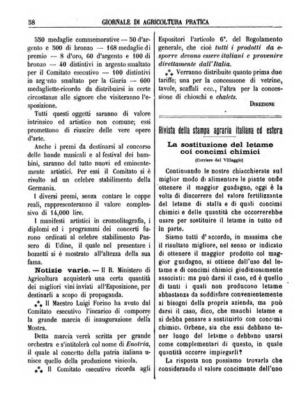 Giornale di agricoltura pratica organo ufficiale della Regia Stazione enologica sperimentale di Asti, della Regia Scuola di viticoltura, enologia e pomologia di Alba, della Regia Scuola agraria di Caluso e dei Comizi agrari di Asti e Alba