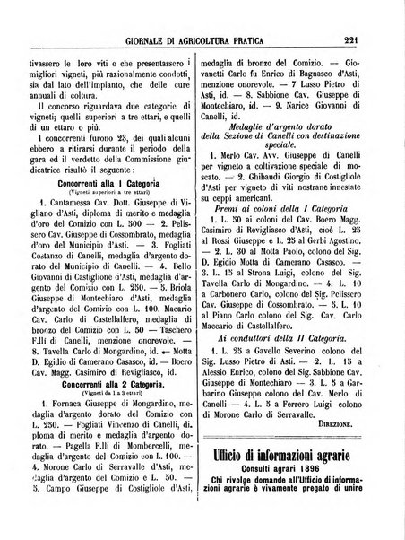 Giornale di agricoltura pratica organo ufficiale della Regia Stazione enologica sperimentale di Asti, della Regia Scuola di viticoltura, enologia e pomologia di Alba, della Regia Scuola agraria di Caluso e dei Comizi agrari di Asti e Alba