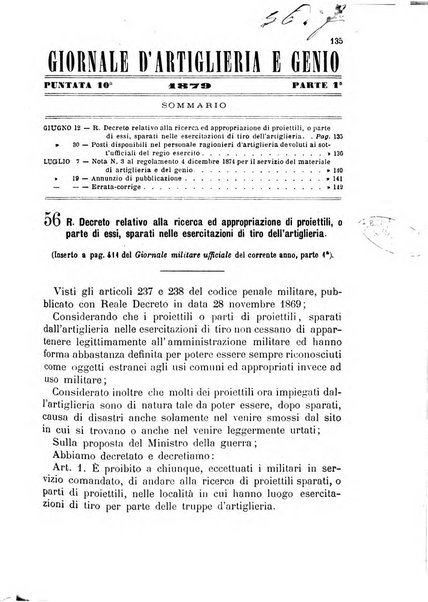 Giornale di artiglieria e genio. Parte 1., Ufficiale